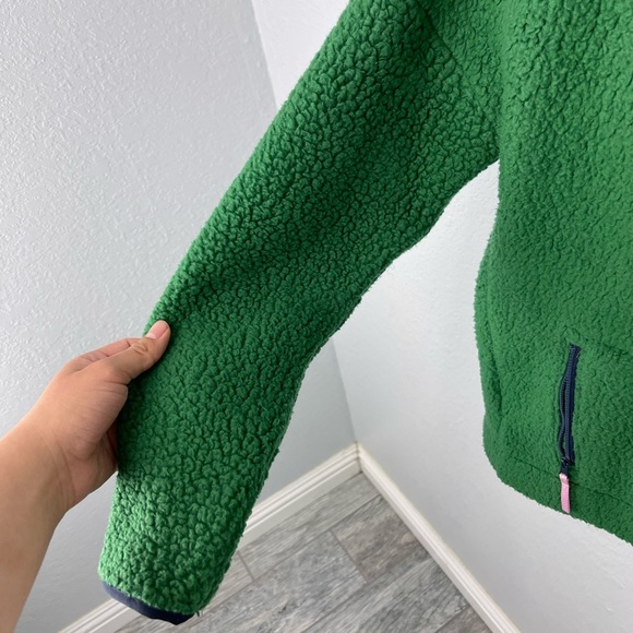 J Crew Polartec® Sherpa Vintage Fleece Half-Snap Green pullover - Picture 4 of 8